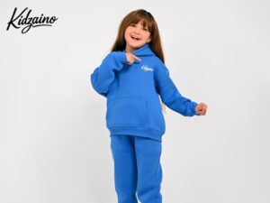 a.Unisex Fleece-Lined Blue Royal Tracksuit for Kids