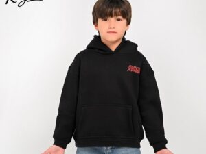 a.Kids' Black Spider-Man Hoodie with Distressed Logo and Character Backpack Graphic