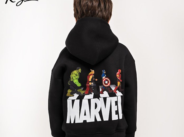 a.Kids' Marvel Crossover Graphic Black Hoodie – Warm Fleece Pullover - Image 2