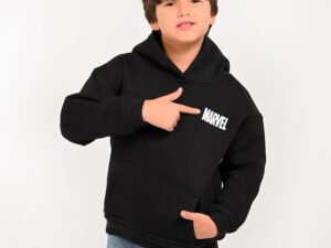 a.​Kids' Marvel Crossover Graphic Black Hoodie – Warm Fleece Pullover